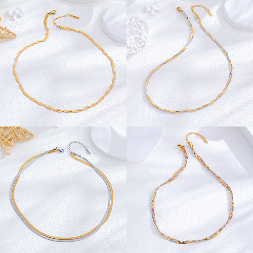 Wholesale Simple Style Solid Color Stainless Steel 24K Gold Plated Layered Necklaces