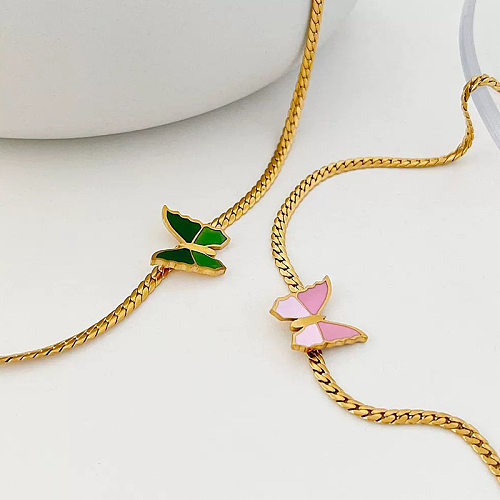 Süße Schmetterlings-Edelstahl-Halskette, 1 Stück
