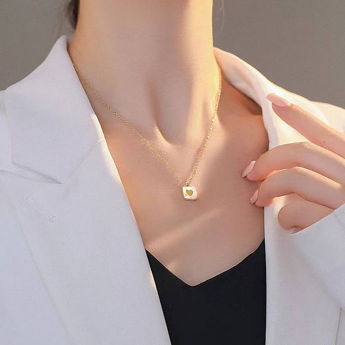 Simple Style Heart Shape Stainless Steel Plating 18K Gold Plated Pendant Necklace