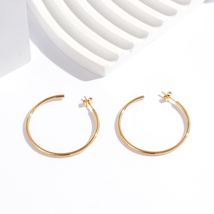 Stainless Steel Light Luxury And Simplicity Personality Stainless Steel  C- Shaped Bamboo Glossy Twist Earrings