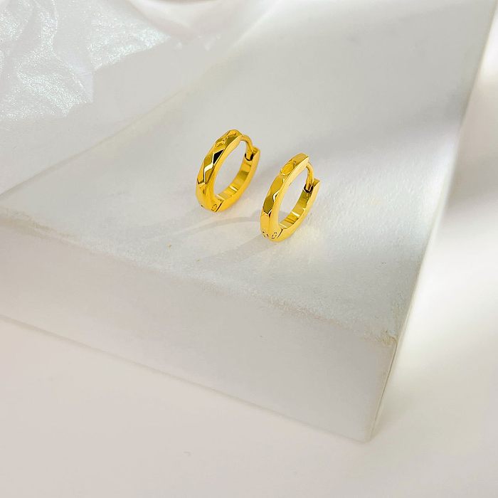 1 Paar einfache, einfarbige, rhombusbeschichtete, geschnitzte, vergoldete Ohrringe aus Edelstahl mit Weißgold