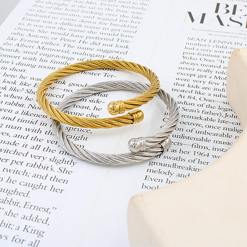 Wholesale Simple Style Solid Color Stainless Steel Plating Bangle
