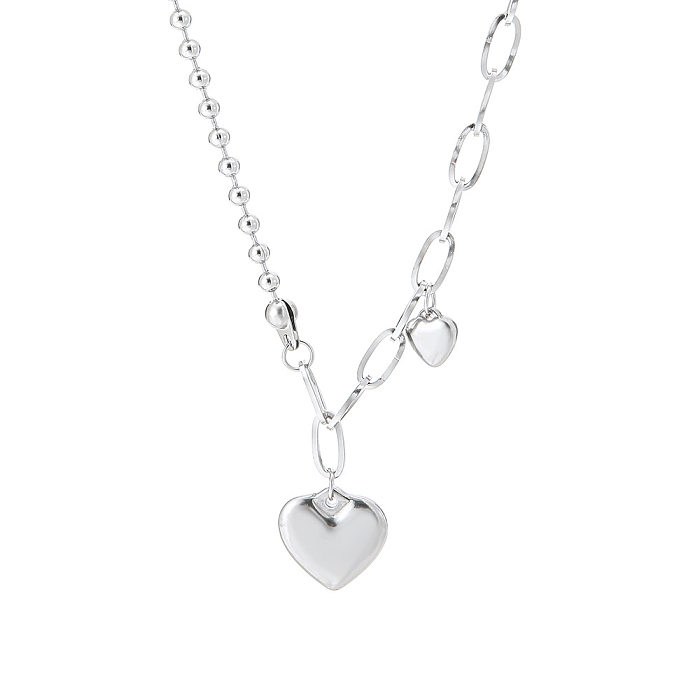 Hip-Hop Heart Shape Stainless Steel Polishing Long Necklace