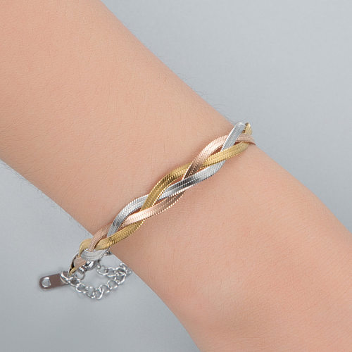 Wholesale Jewelry Three-color Twist Braided Titanium Steel Bracelet jewelry