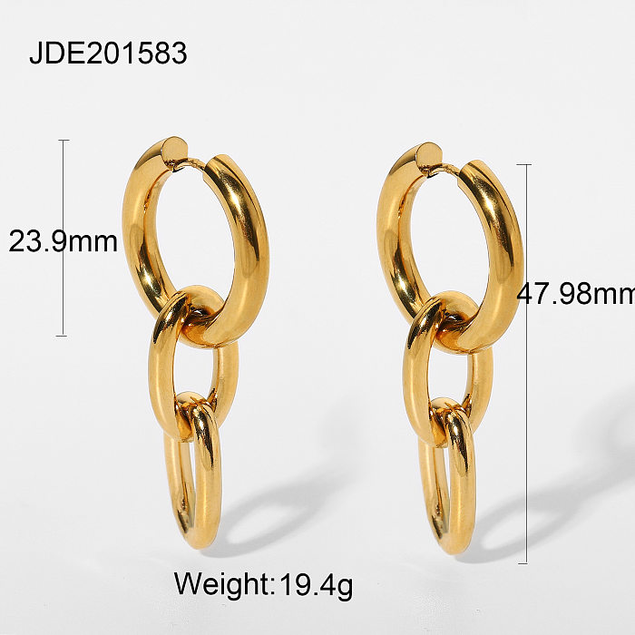 Joyería plateada en oro de los pendientes de cadena del oro del acero inoxidable de la moda 18K al por mayor