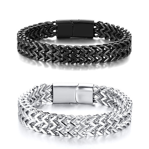 Bracelets en acier inoxydable de couleur unie de mode plaquant des anneaux en acier inoxydable