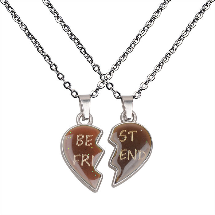 New Fashion Discoloration Best Frind Lettering Heart Pendant Stainless Steel  Necklace
