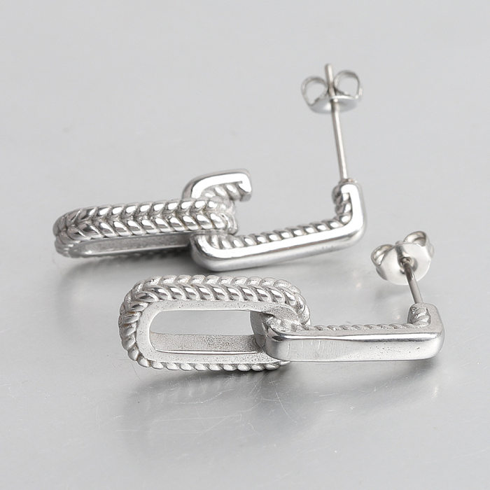 1 paire de boucles d'oreilles pendantes en acier inoxydable plaqué or 18 carats, Style Simple, géométrique, couleur unie