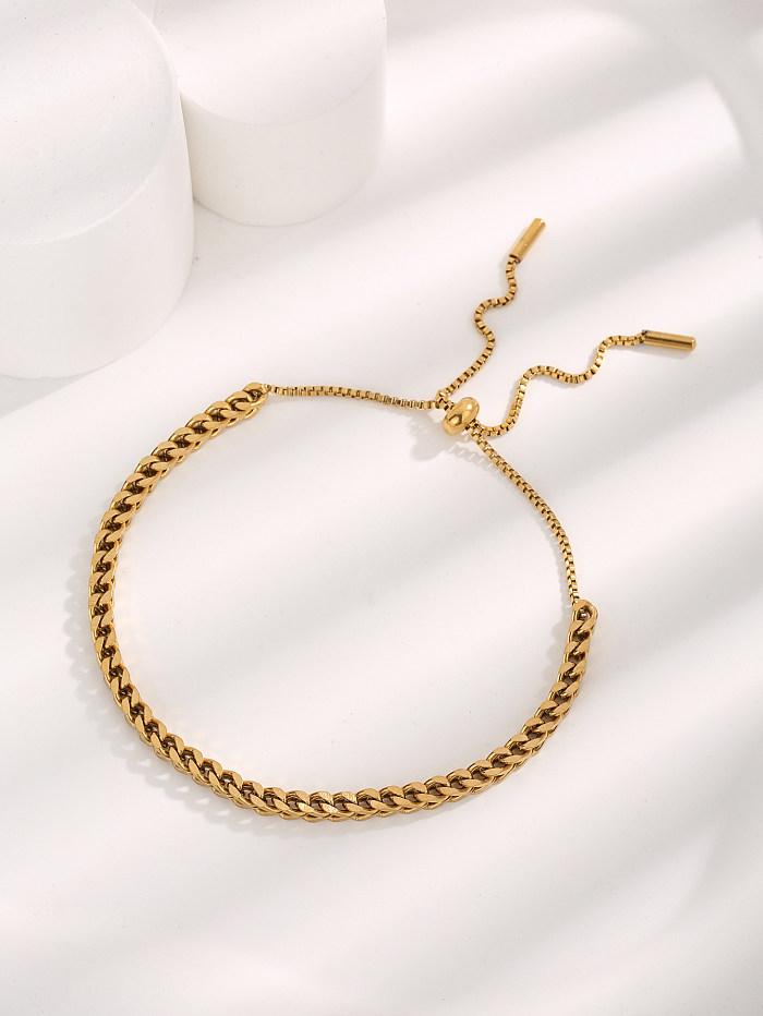 Elegant Streetwear Solid Color Stainless Steel Gold Plated Bracelets