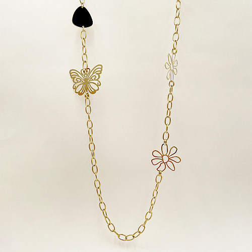 Vergoldete Halskette im Vintage-Stil mit Schmetterlings-Edelstahl-Beschichtung