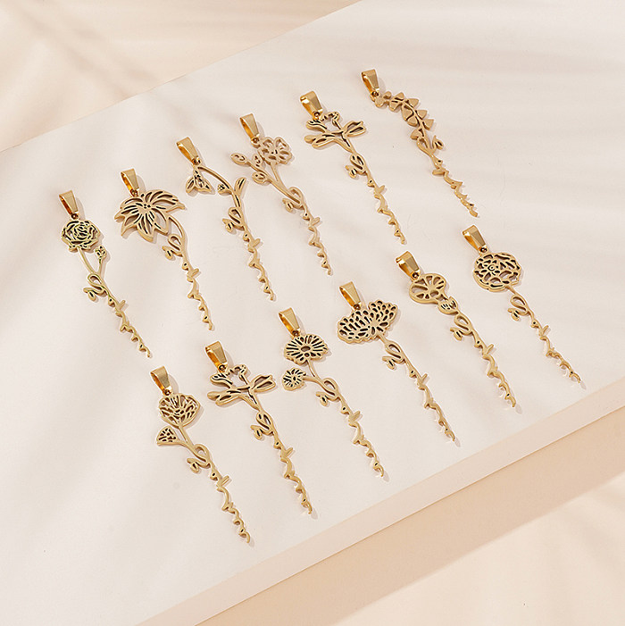 Vergoldete Charms mit Blumen-Edelstahlbeschichtung im klassischen Stil