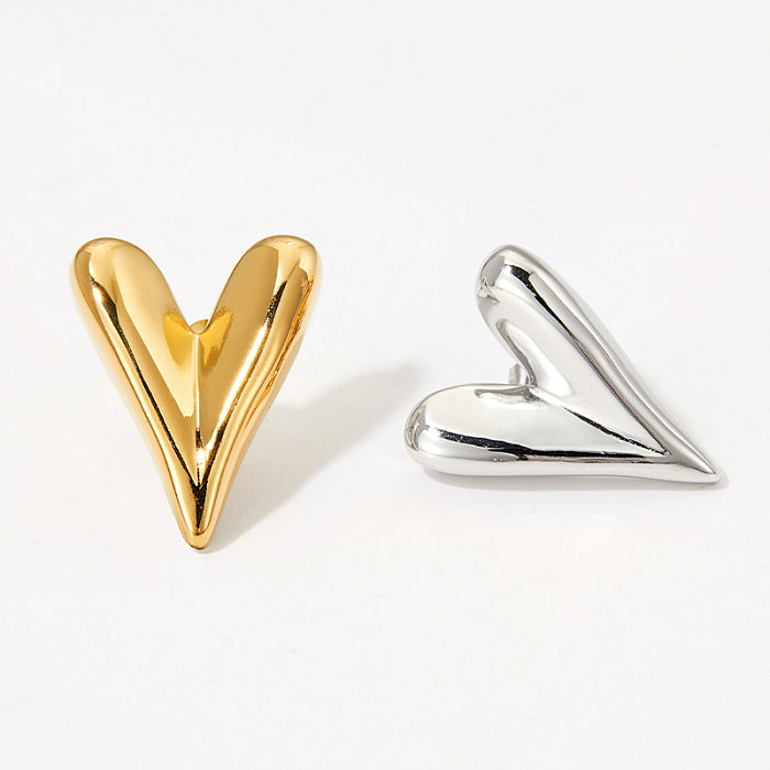 Simple Style Heart Shape Stainless Steel  Plating Earrings 1 Pair