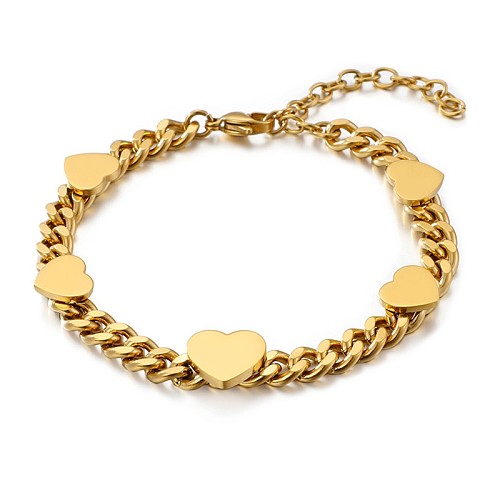 Bijoux en gros, chaîne épaisse en forme de cœur, Bracelet en acier titane, bijoux