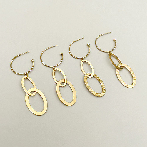 1 Pair Simple Style Oval Plating Stainless Steel  Gold Plated Drop Earrings