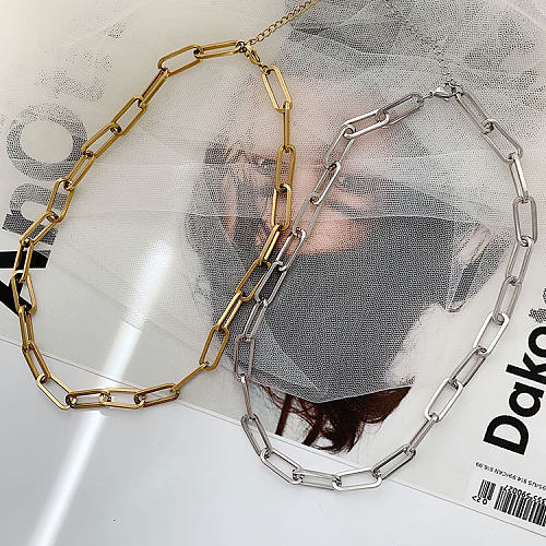 Großhandel mit geometrischer Hip-Hop-Halskette aus Edelstahl