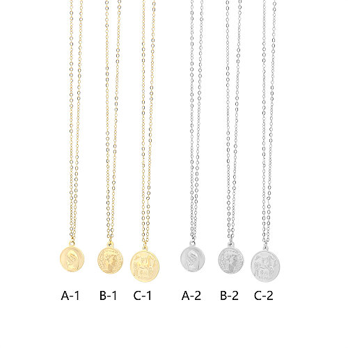 Vintage Style Portrait Stainless Steel  Plating Gold Plated Pendant Necklace