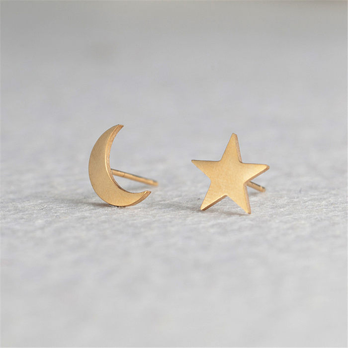 Simple Star Moon Stainless Steel  Earrings Wholesale
