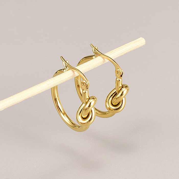 Simple Style Solid Color Knot Stainless Steel Plating Earrings 1 Pair