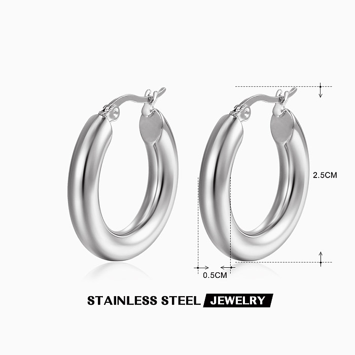 1 Pair Simple Style Solid Color Stainless Steel  18K Gold Plated Earrings