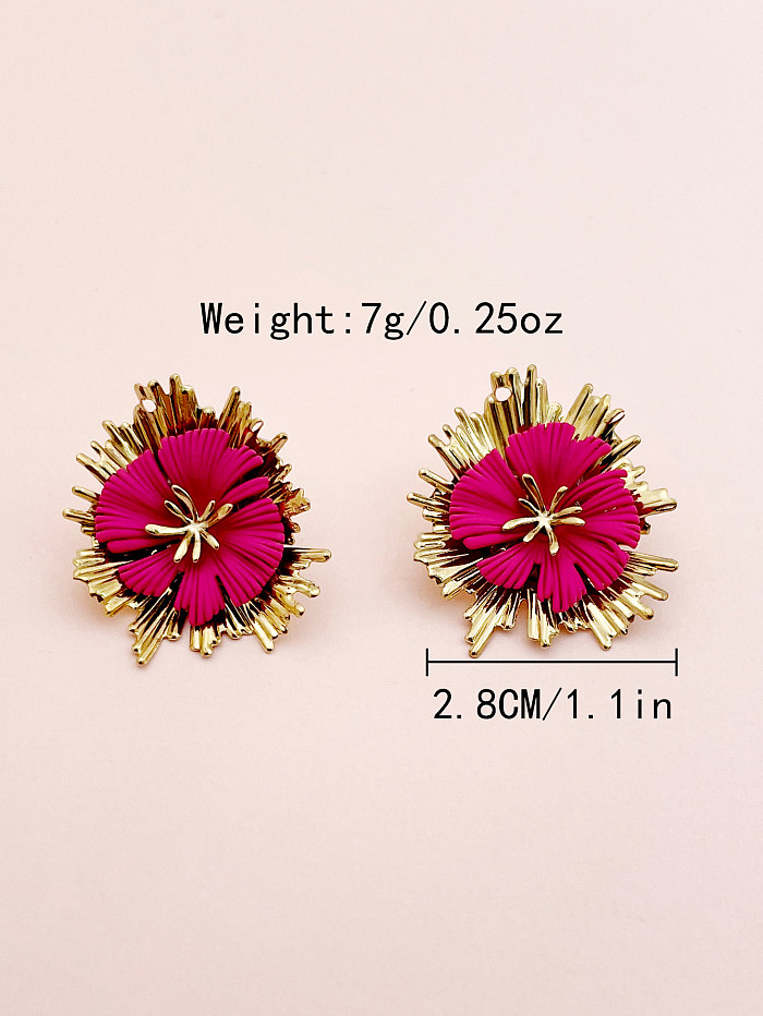 1 Pair Retro Sweet Flower Stainless Steel  Polishing Plating Gold Plated Ear Studs
