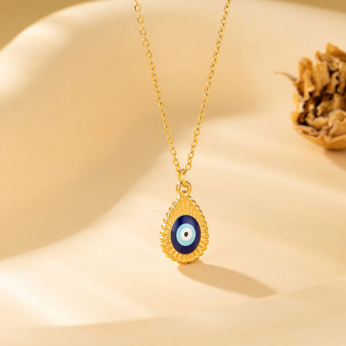 Artistic Devil'S Eye Snake Stainless Steel  Enamel Plating Inlay Zircon 18K Gold Plated Gold Plated Pendant Necklace