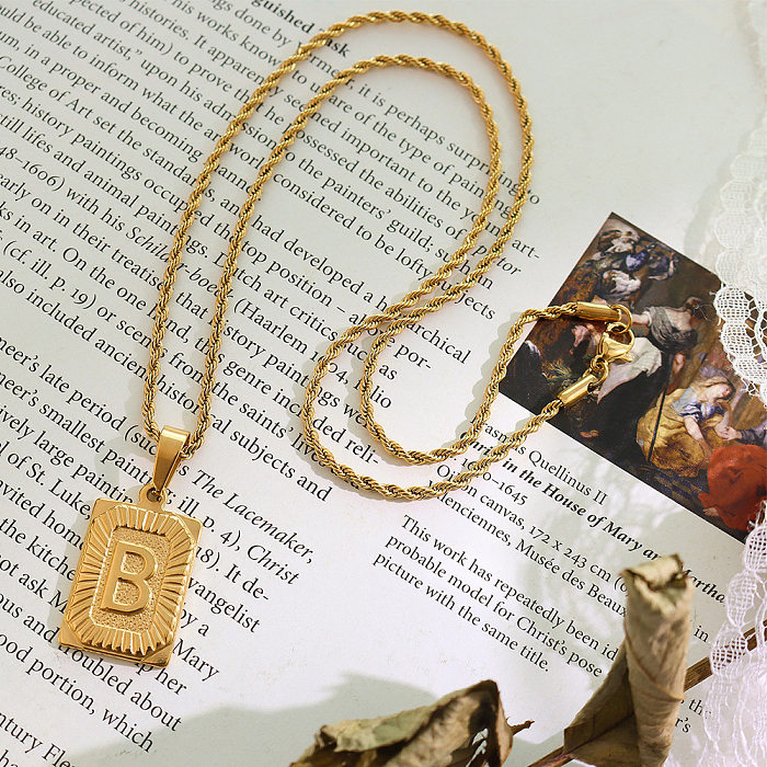Schlichte Halsband-Halskette aus Edelstahl mit Buchstaben-Beschichtung