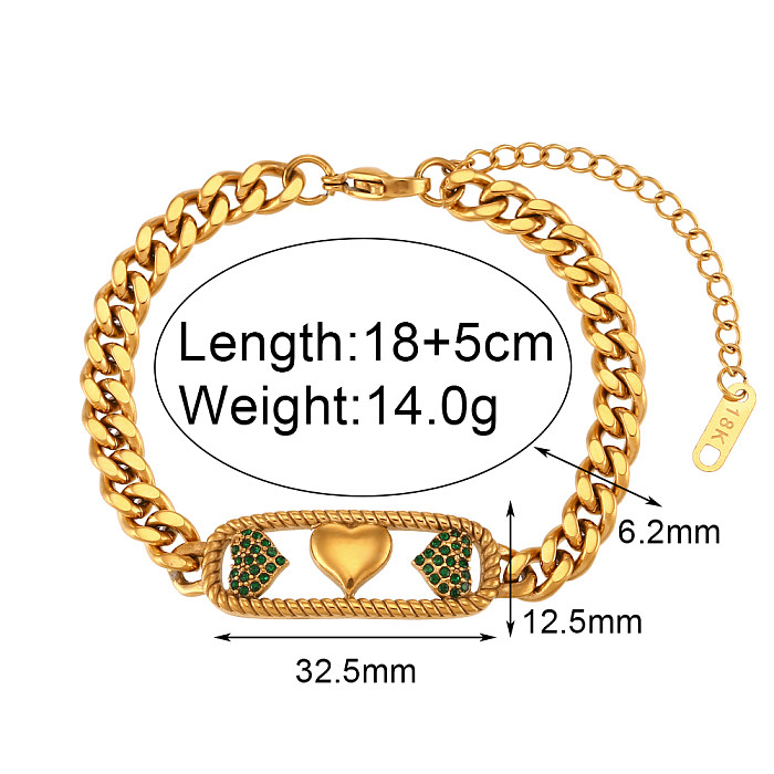 Basic Simple Style Classic Style Stainless Steel Plating Inlay Rhinestones 18K Gold Plated Bracelets