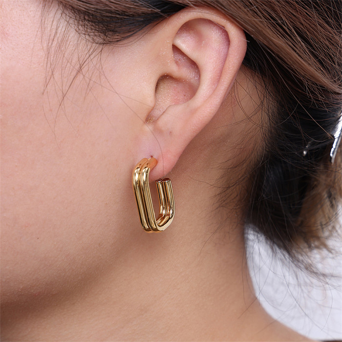 1 par de pinos de orelha retangulares de aço inoxidável estilo IG estilo simples