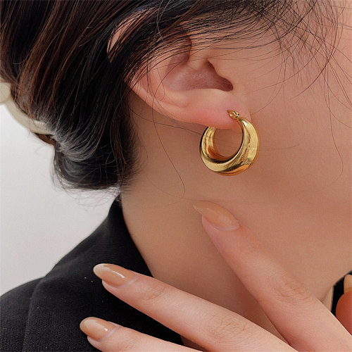 1 Paar lässige Basic-Ohrringe aus Edelstahl mit geometrischer Beschichtung und 18-Karat-Vergoldung