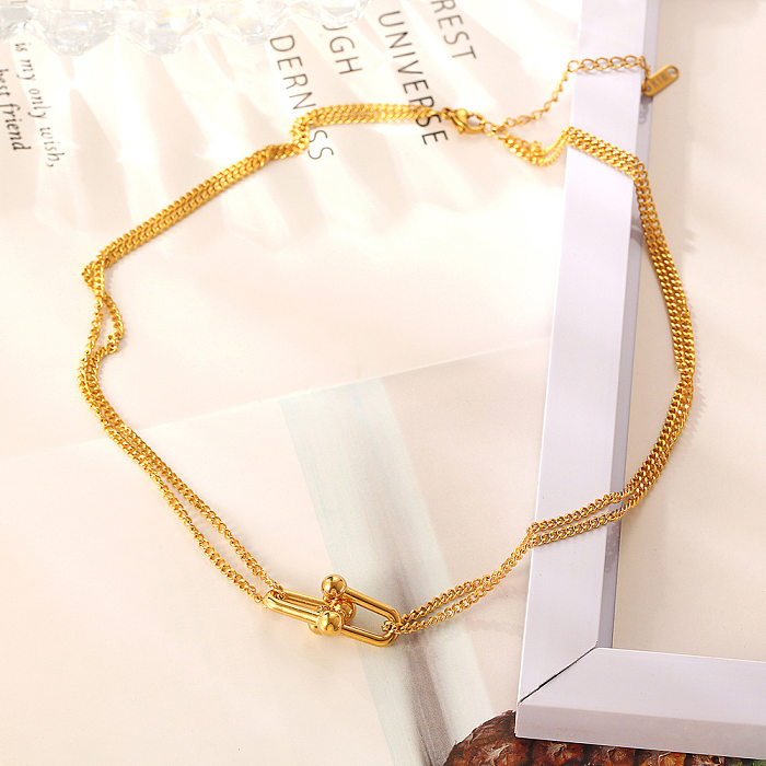 Casual Simple Style U Shape Stainless Steel Plating Necklace