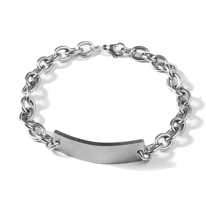 Titanium Steel Square Curved Brand Men's Bracelet Simple Lettering Hand Jewelry