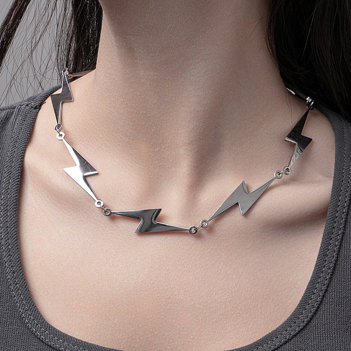 Fashion Lightning Stainless Steel Polishing Necklace