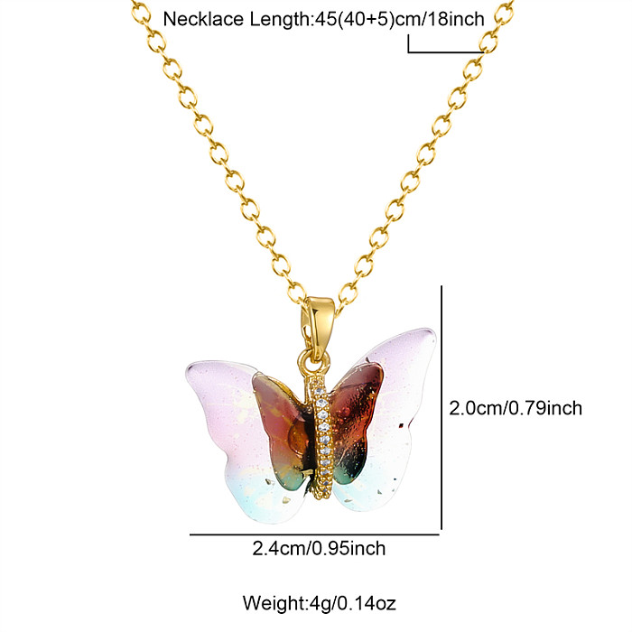 Elegante borboleta de viagem em aço inoxidável latão banhado a ouro 18K pingente colar a granel