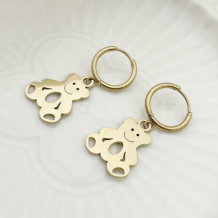 1 Pair Simple Style Animal Cross Airplane Plating Stainless Steel  14K Gold Plated Earrings