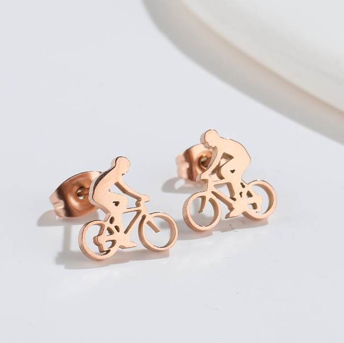 1 Pair Fashion Star Moon Wings Stainless Steel Asymmetrical Plating Hollow Out Ear Studs