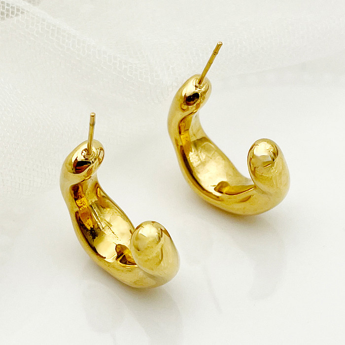 1 par de brincos de orelha banhados a ouro de aço inoxidável estilo romano estilo simples