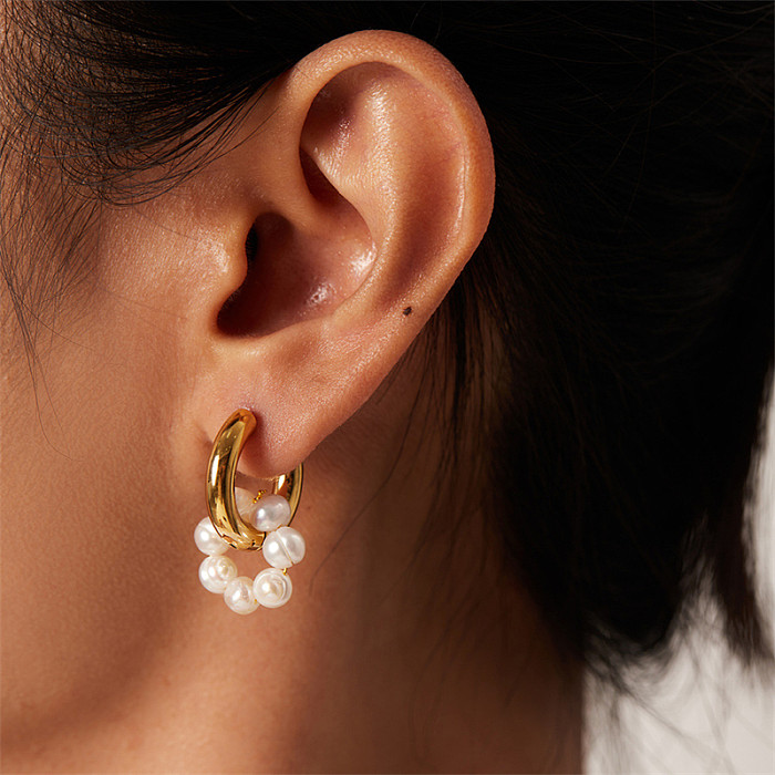 1 Pair IG Style Casual Sweet Round Asymmetrical Plating Stainless Steel  Gold Plated Drop Earrings