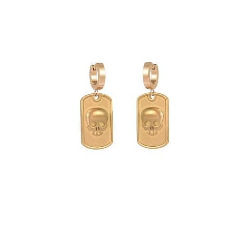 1 paire de boucles d'oreilles pendantes en acier inoxydable plaqué or 18 carats, Style Vintage, Style Simple