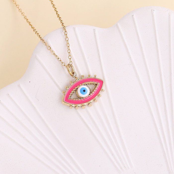 European And American New Devil's Eye Oil Dripping Stainless Steel  Pendant Necklace