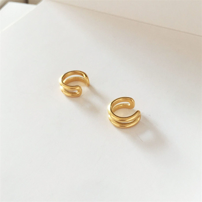 1 Pair IG Style Solid Color Stainless Steel  Ear Cuffs