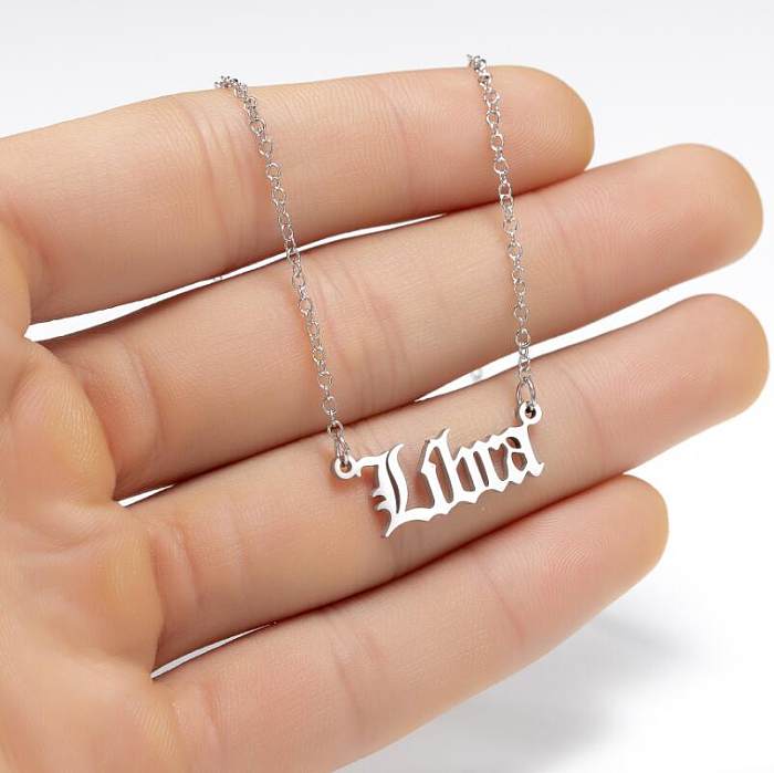 Retro Letter Stainless Steel  Plating Pendant Necklace 1 Piece