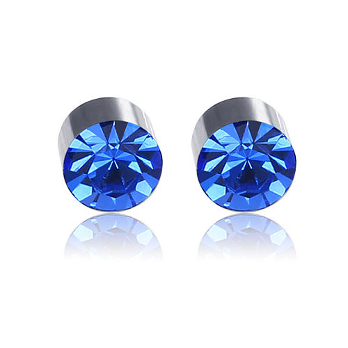 Simple Style Geometric Stainless Steel  Ear Studs Inlay Rhinestones Stainless Steel  Earrings 1 Pair