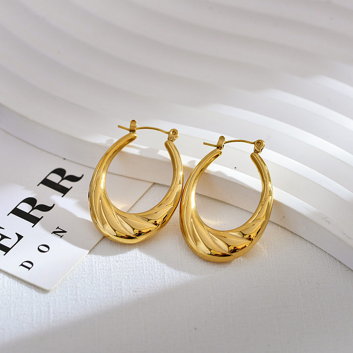 1 Pair Roman Style Streetwear Geometric Plating Stainless Steel  18K Gold Plated Earrings