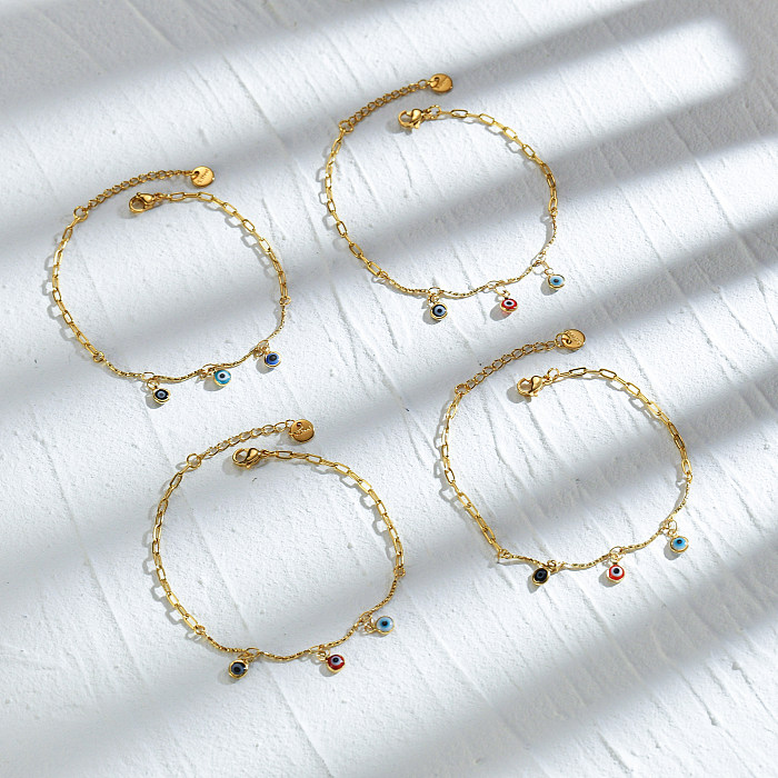 1 pièce de bracelets ronds en perles en acier inoxydable.