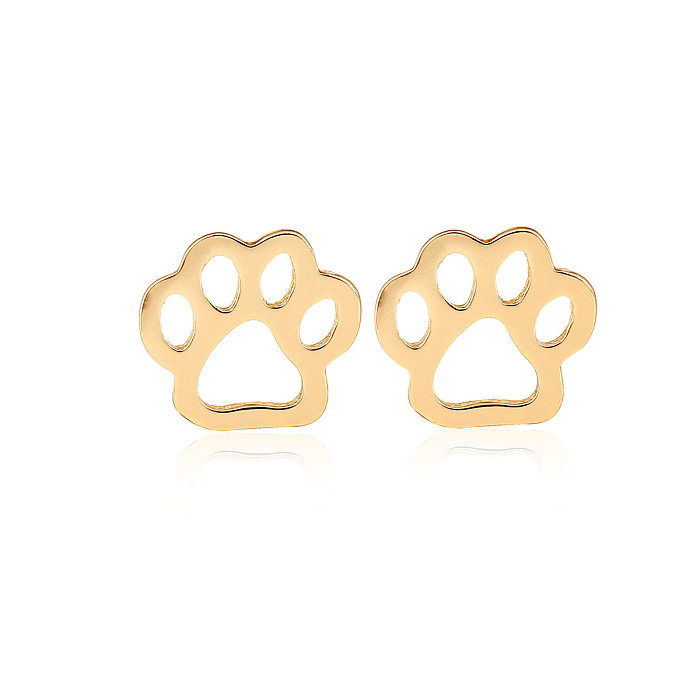 Women'S Simple Style Paw Print Stainless Steel  No Inlaid Ear Studs Plating Stainless Steel  Earrings