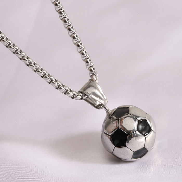Simple Style Football Stainless Steel Polishing Pendant Necklace
