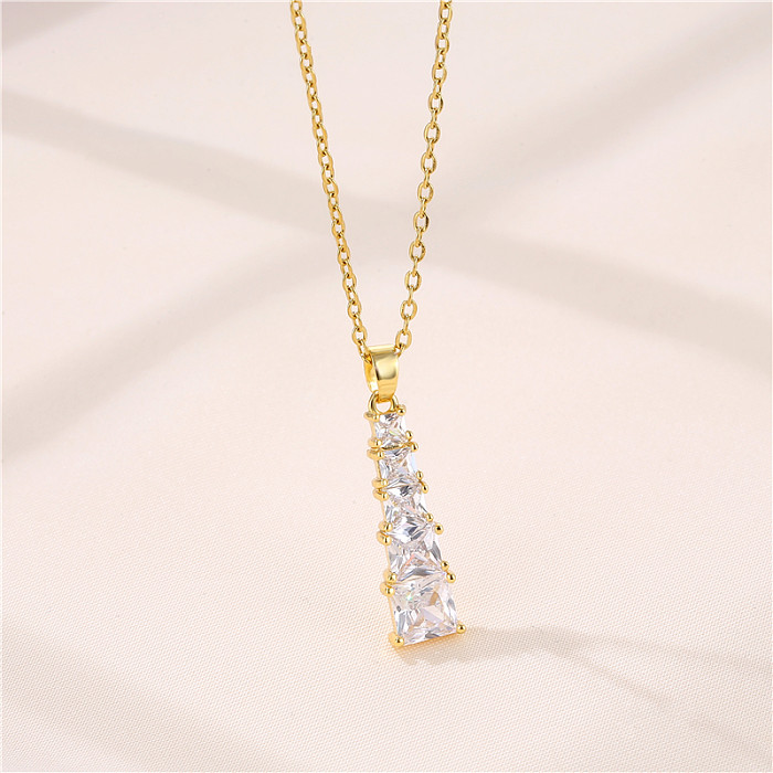 1 Piece Fashion Geometric Stainless Steel  Stainless Steel Plating Inlay Zircon Pendant Necklace