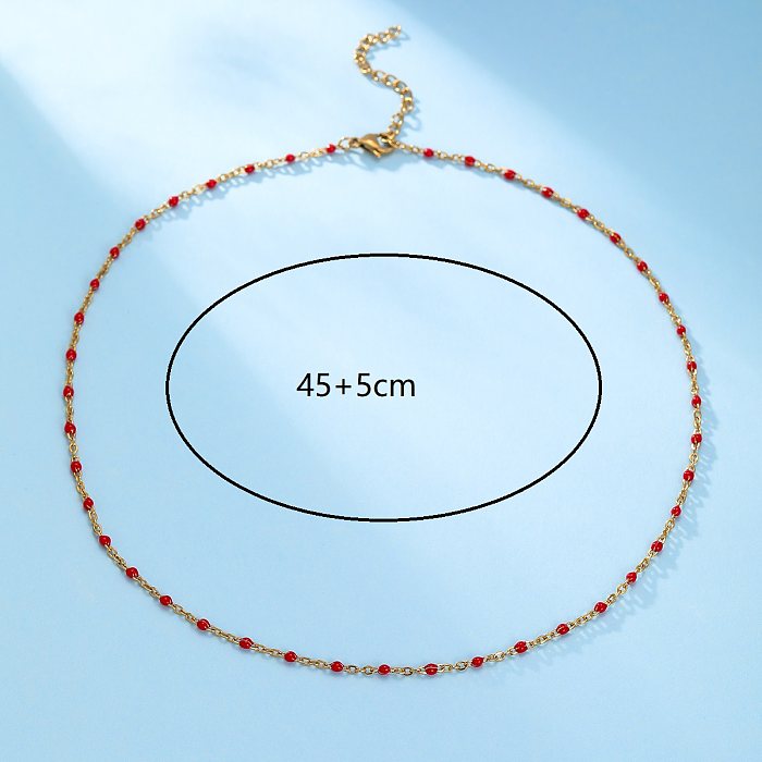 Collier plaqué or 18 carats avec perles en acier inoxydable de couleur unie de base décontractée