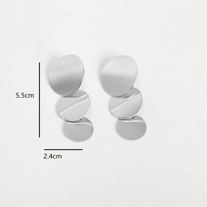 1 Pair Simple Style Round Stainless Steel  Plating 18K Gold Plated White Gold Plated Drop Earrings