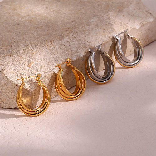 Brincos de torção em espiral de aço inoxidável femininos de joias simples da moda